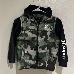 Hurley Kids Green Camo Puffer Hoodie Jacket
